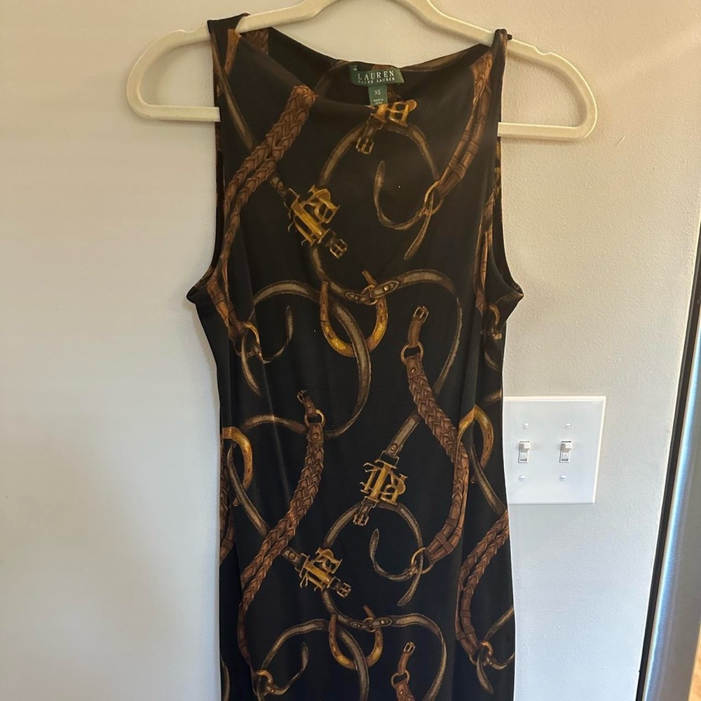 XS Ralph Lauren Green Label Belt Print Dress